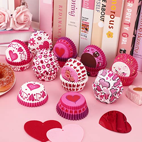 SANNIX 450pcs Valentine's Day Cupcake Liners Heart Baking Cups Cupcake Wrappers Paper Wraps Muffin Liners for Valentine's Day Wedding Birthday Party Candy Cake Decorations Supplies (9 Designs)