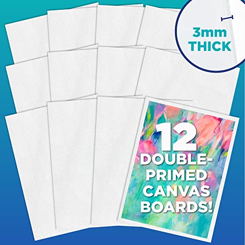 Horizon Group USA 8x10 Canvas Panel Boards Value Pack of 12, Primed, Perfect for Painting Projects, Watercolor, Oil & Acrylic Paints, Paint Canvas for Kids, Students, & Professionals