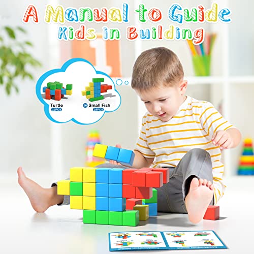 Asago Magnetic Blocks, 1.34 inch Large Magnetic Building Blocks, 3D Magnetic Cubes for Kids, Preschool Educational Construction Kit, Sensory Montessori Toys Kids Blocks for Boys Girls Toddlers