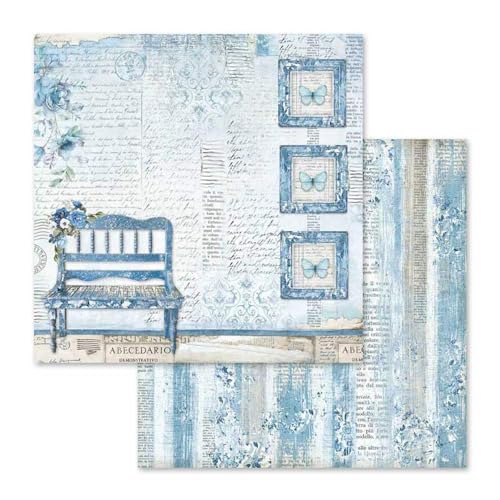 Stamperia International KFT Block 10 sheets - Double Face Blue Land, 30.5 x 30.5 (12" x 12"), Multicoloured