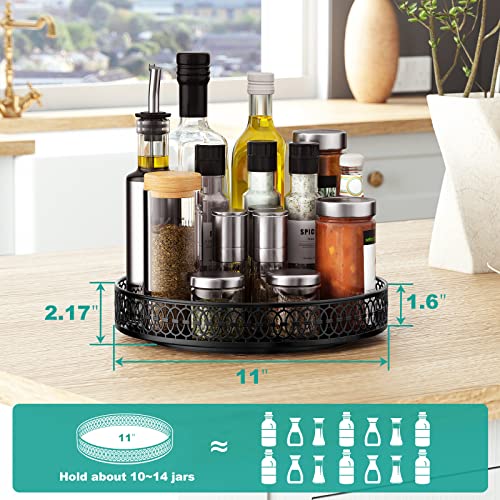Lazy Susan Organizer, 11 Inch Lazy Susan Turntable for Cabinet Table, PHINOX Turntable Organizer Lazy Susan Spice Rack with Non-Slip Pad, Lazy Susan for Kitchen Bathroom Pantry Vanity (Metal)