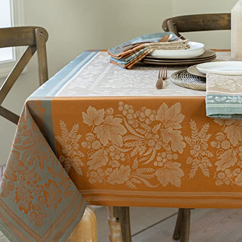 Benson Mills Harvest Gathering Heavyweight Engineered Jacquard Fabric Table Cloth Décor for Fall, Harvest and Thanksgiving Tablecloth (Gathering Taupe, 52" x 70" Rectangular)