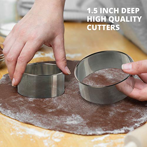 Cookie Cutter Set 2 3 4 INCH x 1.5 INCH, 3 Pc, Round Metal Baking Rings for Pastry, Biscuits, and Dough Cutting, Heavy Duty and Reusable, Multiple Sizes
