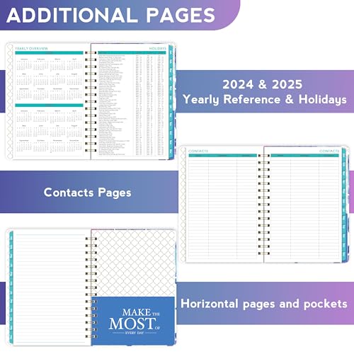 2024 Planner - Weekly & Monthly Planner 2024, 6.4” × 8.5”, Jan 2024 - Dec 2024, Flexible Hardcover, Strong Twin-Wire Binding,12 Monthly Tabs, Inner Pocket, Perfect Organizer