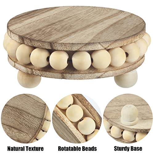 yunmanqiji 2 Pack Wood Riser, Risers for Decor,Pedestal Stand,Display Stand apply to Home Decor,Farmhouse Decor,Tiered Tray Decor(Brown, 4 Inches)