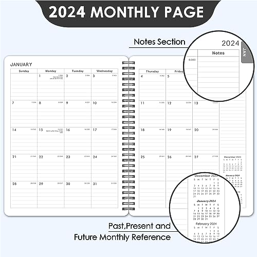 2024 Planner - 2024 Planner Weekly and Monthly from Jan. 2024 - Dec. 2024, 8" x 10", Planner 2024 with 12 Monthly Tabs, Classic Black, Thick Paper, Twin-Wire Binding, Perfect Organizer
