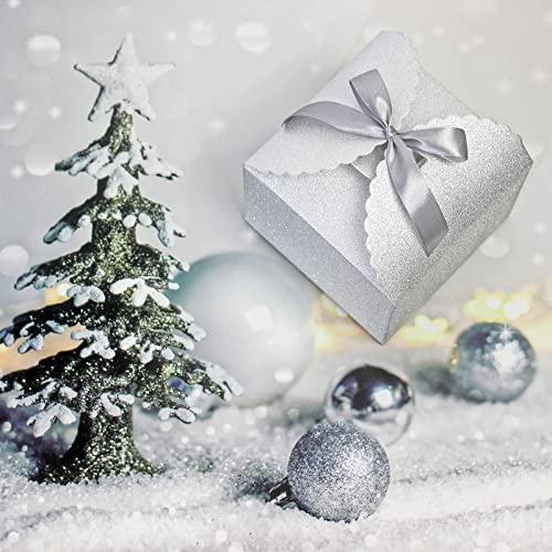 WEWILUCK Silver Glitter Gift Boxes, 10 PCS Small Gift Box with Lids Bulk for Wedding, Party, Birthday, Valentine's Day and More, 4.75” x 4.75” x 3.53” Fancy Present Box for Gift Giving