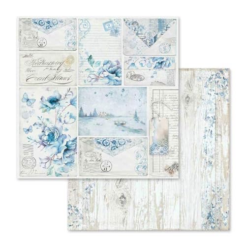 Stamperia International KFT Block 10 sheets - Double Face Blue Land, 30.5 x 30.5 (12" x 12"), Multicoloured