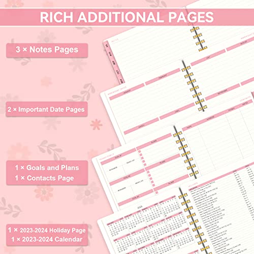 Planner 2023-2024, Academic Planner 2023-2024,Weekly & Monthly Planner, Jul. 2023 - Jun. 2024, AIMPEAK Weekly Planner with Monthly Tabs, Inner Pocket, Pen Loop, Flexible Cover,Spiral Binding, Pink, 5.5"x8.5"