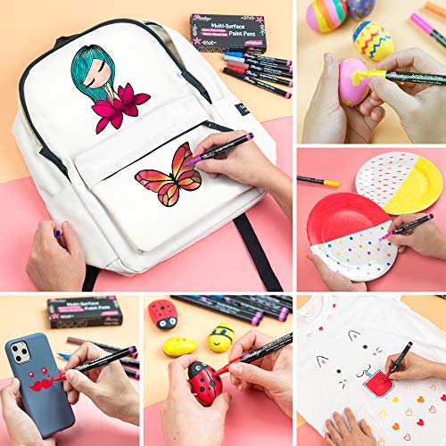 PAINTIGO 26 Paint Pens Paint Markers, Acrylic Paint Pens For Rock Painting, Canvas, Wood, Glass, Ceramic, Fabric, acrylic paint markers for craft Supplies Set, 26 Extra Fine 0.7mm