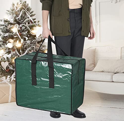 ProPik Christmas Ornaments Storage, Holiday Accessories Bag Tear-Proof Tarp 18 X 10 X 15 with Handles and Full Length Zipper (Green)