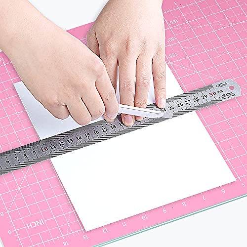 AIRGAME Self Healing Cutting Mat 18 inchx12 inch Non-Slip PVC Double Sided 5-Ply A3 Art Craft Rotating Mat,Sewing Crafts Hobby Fabric Precision Scrapbooking Project(Pink/Purple)
