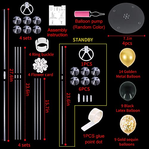 TONIFUL Black Gold Balloon Centerpieces for Table,Balloons Stand Kit for Black Gold Party Decorations Christmas Father's Day Engagement 50th Birthday Anniversary New Year 2024 Graduation Decorations