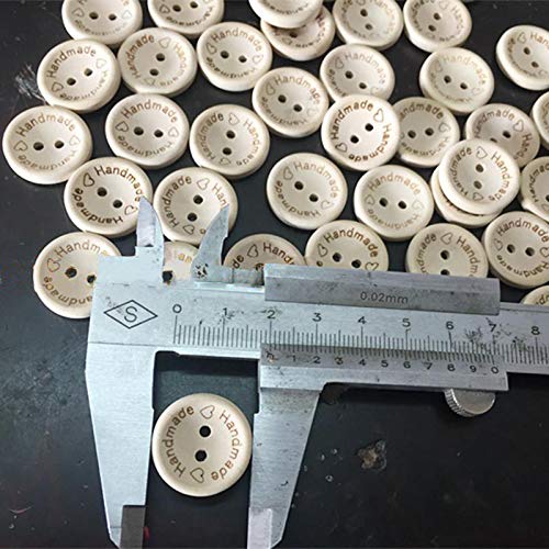 HengKe 100 pcs Wooden Handmade Buttons, Crafts Assorted Buttons Wooden Sewing Buttons, for Sewing Clothing Accessories, DIY Crafting Projects Decorations 20mm
