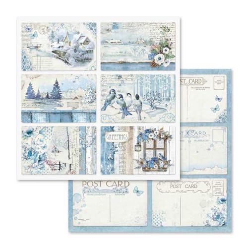 Stamperia International KFT Block 10 sheets - Double Face Blue Land, 30.5 x 30.5 (12" x 12"), Multicoloured