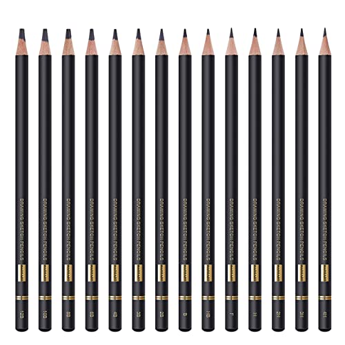MARKART Professional Drawing Sketching Pencil Set - 14 Pieces,Graphite,(12B - 4H), Ideal for Drawing Art, Sketching, Shading, Artist Pencils for Beginners & Pro Artists