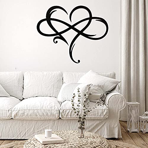 Infinity Heart Metal Wall Decor, Unique Infinity Heart Wall Decor Love Sign Plaque Steel Art Geometric Bedroom Ornaments Cut Out for Home Wedding Decor Hanging Family Living Room (Black, 11.4x13.7inch)
