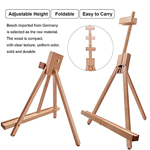 Miratuso Painting Easel, Folding Wooden Tabletop Easel Stand Holds Highest to 21" Canvas, Portable Desktop Easel Suitable for Artists, Beginners, Students