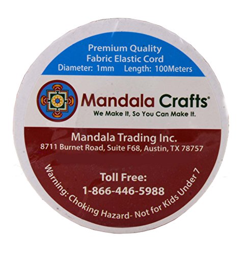 Mandala Crafts 1mm Elastic Cord Stretchy String for Bracelets, Necklaces, Jewelry Making, Beading, Masks; 109 Yards Black