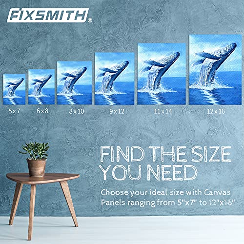 FIXSMITH-Painting-Canvas-Panels,8x10 Inch Canvas Board Super Value 12 Pack Canvases,100% Cotton,Primed Canvas Panel,Acid Free,Artist Canvas Boards for Professionals,Hobby Painters,Students & Kids.