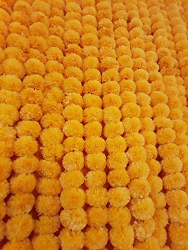 DECORATION CRAFT Light Orange 5ft Artificial Marigold Flower Garland for Parties Wedding Diwali Mehndi Pooja Festival & Traditional Indian Theme Decoration Home Decoration Photo Prop Backdrops DIY