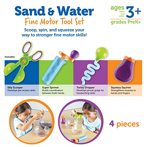 Learning Resources Sand & Water Fine Motor Set, Construction Toy, 4 Pieces, Ages 3+