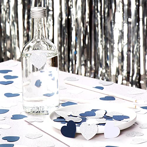 Navy-Blue White-Silver Heart Party-Decorations Confetti - 300pcs Graduation 2022 Valentines Day Table Glitter Paper Confetti Mothers Fathers Day Wedding Engagement Birthday Decor Panduola