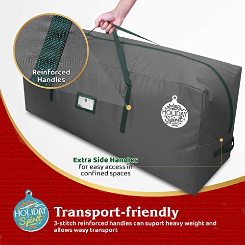 HOLIDAY SPIRIT Christmas Tree Storage Bag - Heavy-Duty Tree Bag with Durable Reinforced Handles & Zipper, Waterproof Storage Bag Protects from Moisture & Dust (Fits a 9FT Tree, Charcoal)