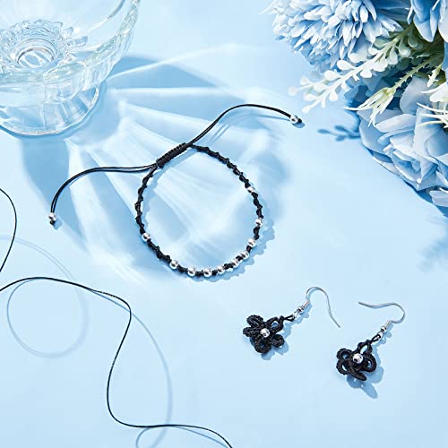 PH PandaHall 0.5mm Black Waxed Polyester Cord, 116 Yards Waxed String Wax Cord Round Beading String Roll Craft Cord for Waist Beads Bracelet Necklace Jewelry Making Macrame Supplies