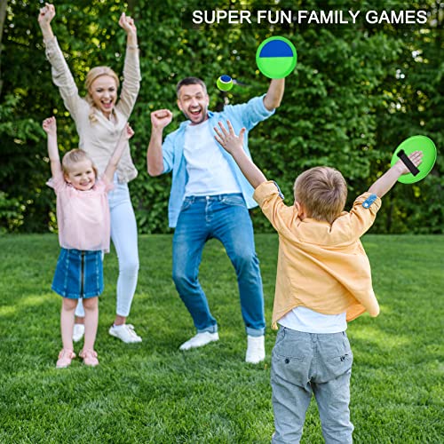 Qrooper Toss and Catch Ball Set Kids Toys, Beach Toys, Yard Games, Outdoor Toys for Kids Ages 3-12, Upgraded Camping Games Paddle Ball Games for Kids, Adults and Family (Green)