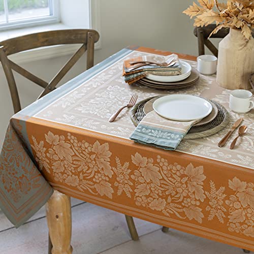 Benson Mills Harvest Gathering Heavyweight Engineered Jacquard Fabric Table Cloth Décor for Fall, Harvest and Thanksgiving Tablecloth (Gathering Taupe, 52" x 70" Rectangular)