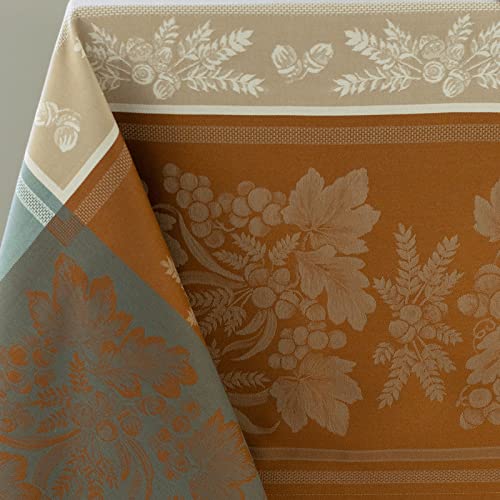 Benson Mills Harvest Gathering Heavyweight Engineered Jacquard Fabric Table Cloth Décor for Fall, Harvest and Thanksgiving Tablecloth (Gathering Taupe, 52" x 70" Rectangular)