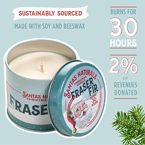 Santa's Naturals Fraser Fir Christmas Candle | Fresh Cut Christmas Tree Fragrance | Sustainably Sourced Soy and Beeswax | 30 Hour Burn Time | 9oz | 2 Pack