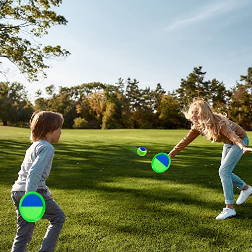 Qrooper Toss and Catch Ball Set Kids Toys, Beach Toys, Yard Games, Outdoor Toys for Kids Ages 3-12, Upgraded Camping Games Paddle Ball Games for Kids, Adults and Family (Green)