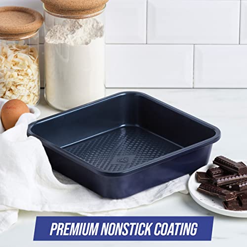 Blue Diamond Bakeware Diamond Infused Ceramic Nonstick, 8" Square Cake Baking Pan, Dishwasher and Freezer Safe, PFAS-Free, Blue