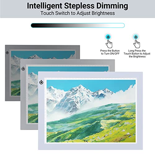 A4 Silver LED Trace Light Pad NXENTC Light Table USB Power LED Tracing Light Board for Artists,Drawing, Sketching, Animation