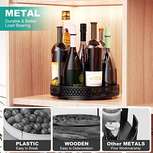 Lazy Susan Organizer, 11 Inch Lazy Susan Turntable for Cabinet Table, PHINOX Turntable Organizer Lazy Susan Spice Rack with Non-Slip Pad, Lazy Susan for Kitchen Bathroom Pantry Vanity (Metal)