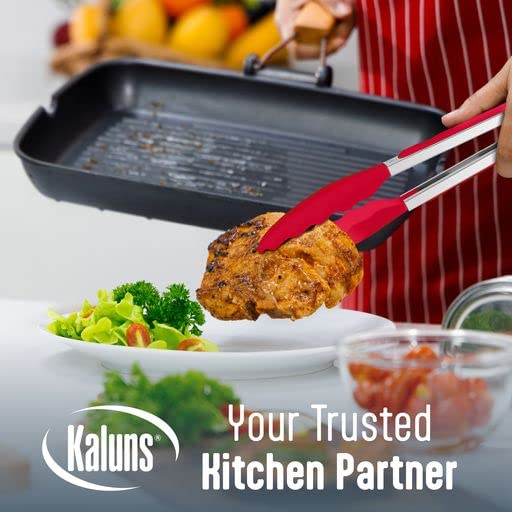 Kaluns Silicone Spatula Set 5 Pcs Rubber Spatulas Silicone Heat Resistant 600°F, Spatulas for Nonstick Cookware, Seamless Design with Stainless Steel Core, Dishwasher Safe, Bonus Tongs Included