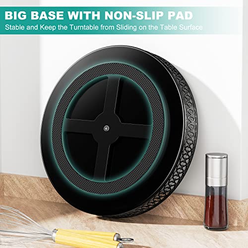 Lazy Susan Organizer, 11 Inch Lazy Susan Turntable for Cabinet Table, PHINOX Turntable Organizer Lazy Susan Spice Rack with Non-Slip Pad, Lazy Susan for Kitchen Bathroom Pantry Vanity (Metal)
