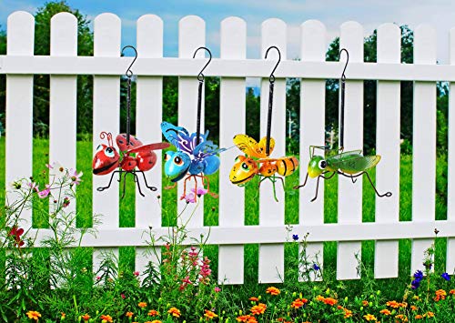 GIFTME 5 Metal Garden Sculptures Statues Yard Art Decoration,Set of 4 Garden Decor Perfect Hanging The Tree, Porch,Backyard or Patio Wall Decor