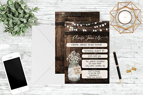 Rustic Country Wood Barrel Invitations, Elegant invites for Wedding Rehearsal Dinner, Bridal Shower, Engagement, Birthday, Bachelorette Party, Baby Shower, Reception, Anniversary, Housewarming