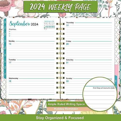 mstf 2024 Planner โ Weekly ๏ผ Monthly Planner 2024, Jan. 2024 โ Dec. 2024, 6.4" x 8.5" with Tabs, Flexible Hardcover, Thick Paper, Strong Twin-Wire Binding, Back Pocket, Inspirational Quotes ๏ผ Notes