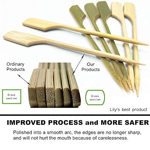 HOPELF 10 inch Bamboo Paddle Picks Skewers for Shish Kabob,Fruit Kabobs,BBQ,Kitchen,Grilling,Barbeque Snacks.Wood pick More Size Choices 3.5''/ 4.7''/ 7''/ 10'' (Pack of 100)