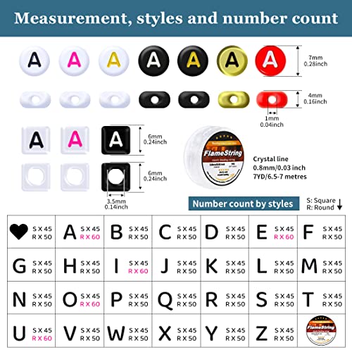 Eppingwin 1400 pcs Letter Beads, 4x7 mm Acrylic Beads, Beads for Jewelry Making, Beads for Bracelet Making, Alphabet Beads, in 28 Grid Box (White and Black)