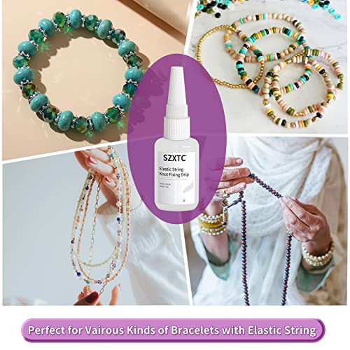 2 Pcs Clay Beads Bracelets Professional Elastic String Kont Fixing Drip, Keep Stretch String Braclet Stay Tied for Flat Round Polymer Heishi Beads Spacer Charm Jewelry Making Kit