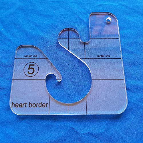 HONEYSEW Free Motion Quilting Template Series 5 with Quilting Frame for Domestic Sewing Machine Ruler (Heart Border Template)