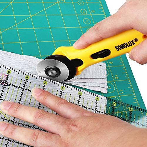 SOMOLUX Rotary Cutter with 45mm 5 Pcs Replace Blades for Quilting Scrapbooking Sewing Arts Crafts, Sharp and Durable