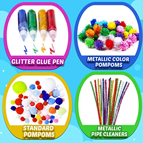Goody King Arts and Crafts Supplies for Kids - Craft Art Supply Jar Kit for Student Age 4 5 6 7 8 9 10 Year Old Crafting Activity - Collage Arts Set for Toddlers Preschool DIY Classroom Home Project