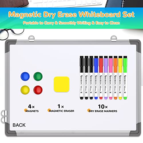 Small Weekly Calendar Dry Erase Whiteboard for Wall, 16" x 12" Magnetic Dry Erase Board, Hanging Double-Sided White Board, Portable Board for List, Kitchen, Planning, Memo, Home, Office