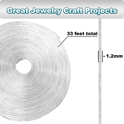 Jishi 33ft Silver Snake Chain 1.2mm Jewelry Making Chains for Necklace Bracelet DIY Jewelry Supplies Findings - Silver Plated Round Snake Cable Chain Link Roll w/Lobster Clasps, Cord Ends & Jump Rings